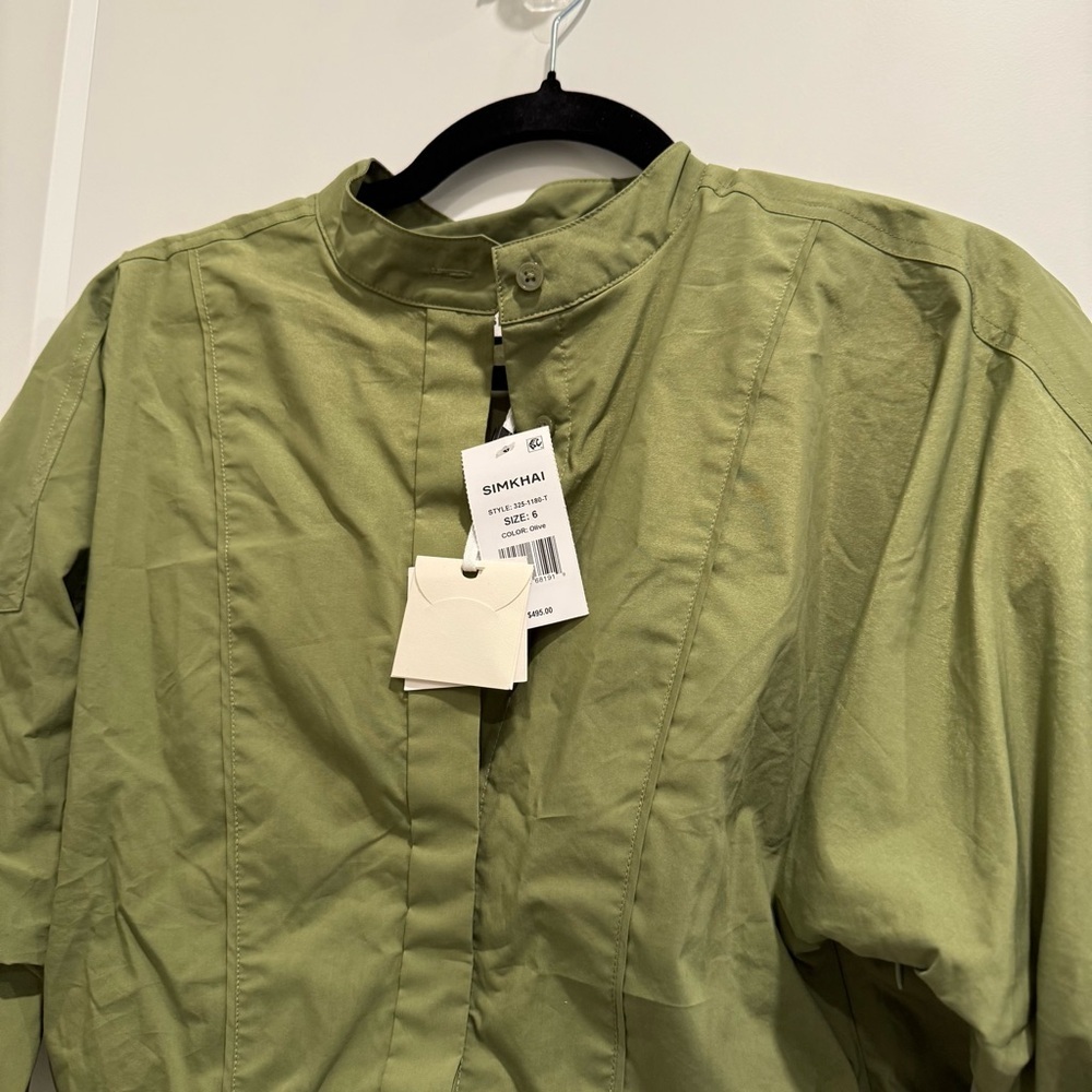 Simkhai Effie Bubble Mini Dress Olive Green Size 6 - Picture 9 of 13